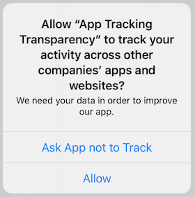 App Tracking Transparency dialog